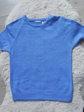 👕Short Sleeve Raglan Knit Sweater - Azure Blue MEDIUM